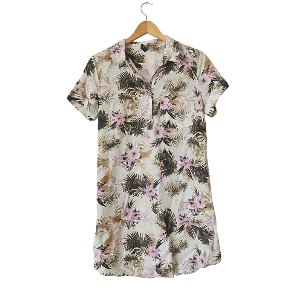 Kut from the Kloth Raelynn Mini Shift Dress Tropical Floral Palm Leaf Print, M